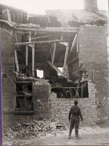 Bomb damaged house.