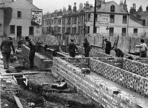 Construction of buildings on Rose Hill Terrace, Brighton 24th November 1945.