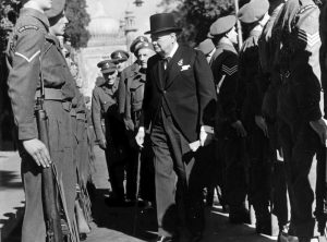 Winston Churchill Inspecting members of the Royal Sussex Regiment whilst in Brighton for the Conservative Party Conference, October 1947.